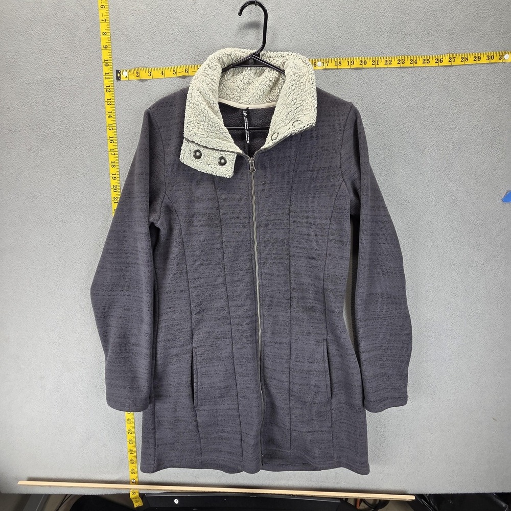 Kuhl Jacket Womens Medium Gray Alaska Long Sweater Fleece Full Zip Parka Coat